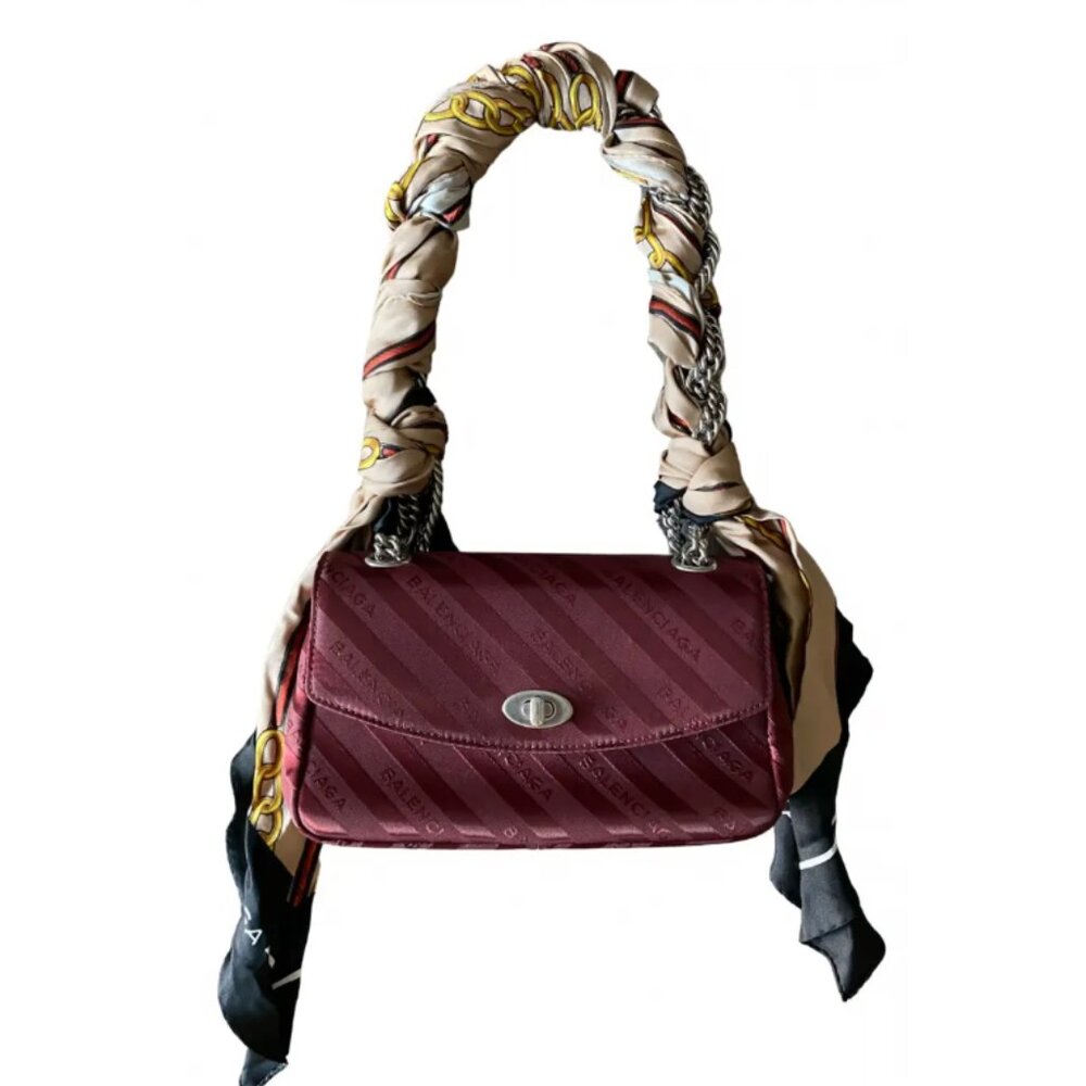 Balenciaga Burgundy Lock Round Scarf Leather